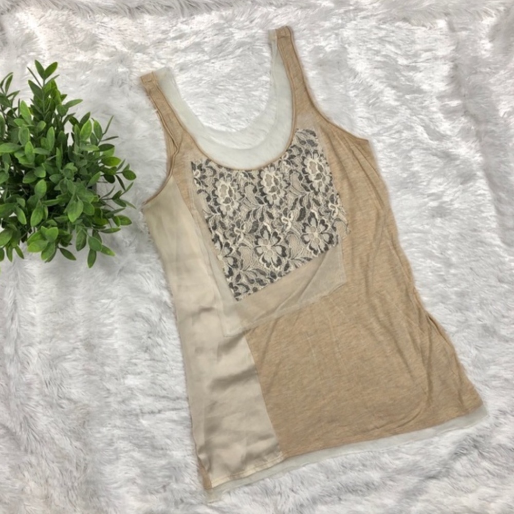 Simply Vera Wang Cream Layered Lace Tank